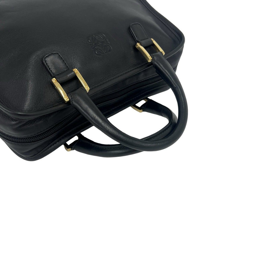 Loewe Amazona Anagram Logo Stamp Leather Mini Boston Bag Tote Black — view 4
