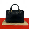 Loewe Amazona Anagram Logo Stamp Leather Mini Boston Bag Tote Black