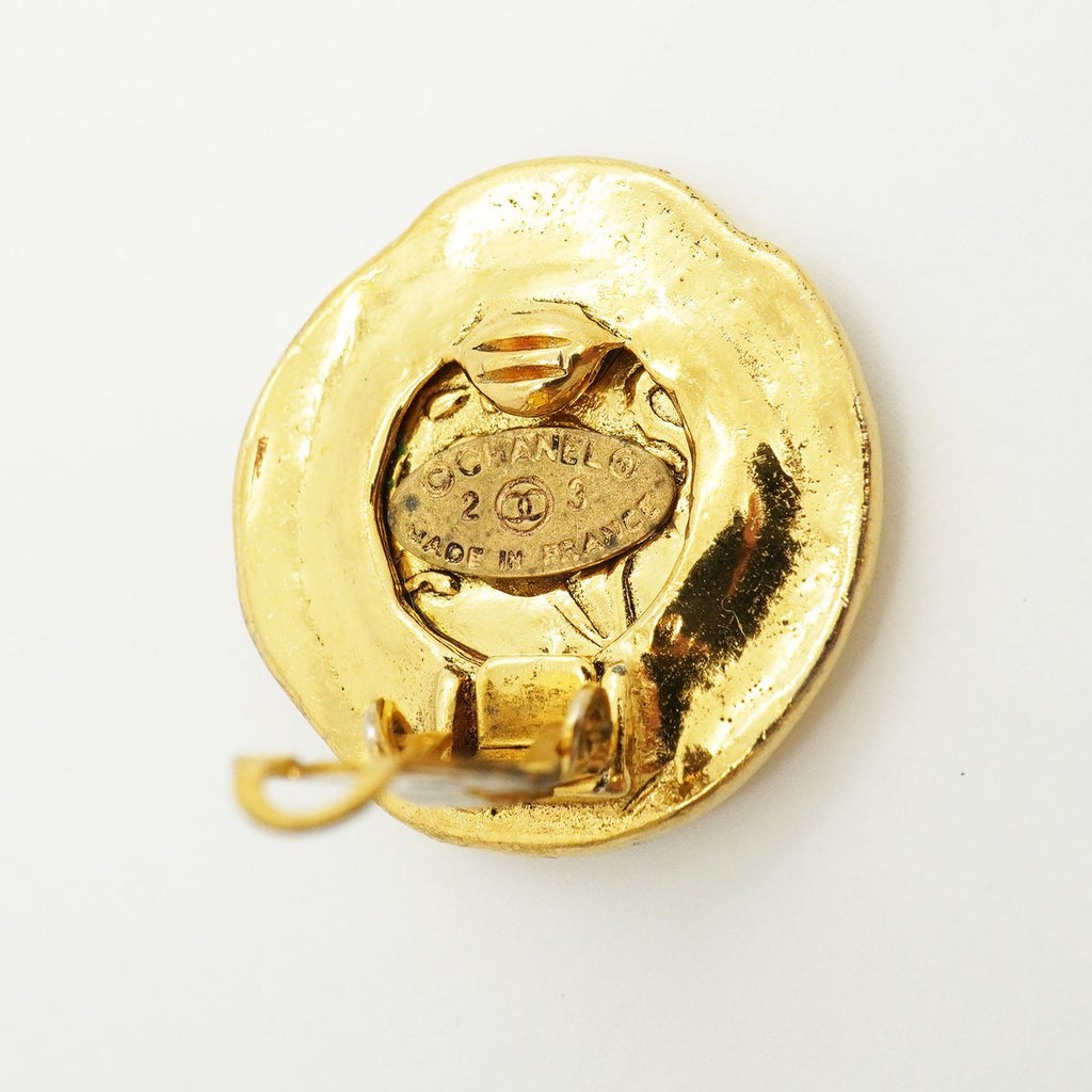 Chanel Earrings Vintage CC Logo Gold Plated — view 4