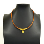 Hermes Bracelet Choker Viviride Fantasy Heart Gold Plated Leather Brown — view 6