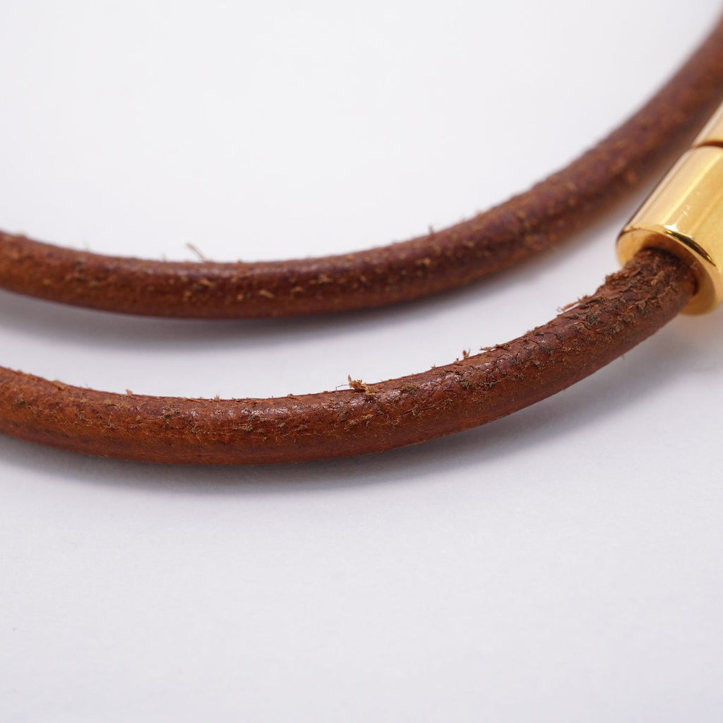 Hermes Bracelet Choker Viviride Fantasy Heart Gold Plated Leather Brown — view 7