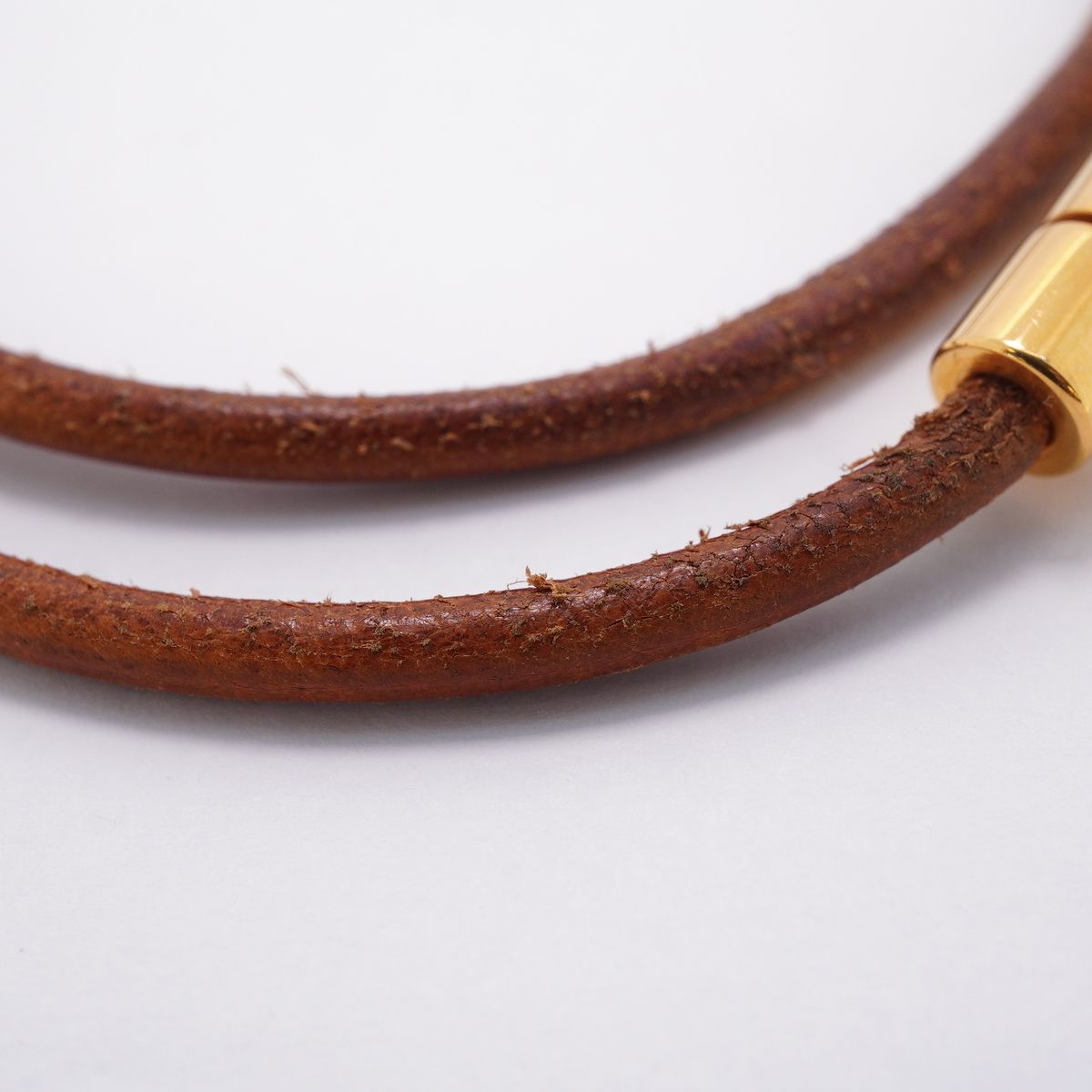 Hermes Bracelet Choker Viviride Fantasy Heart Gold Plated Leather Brown — view 7