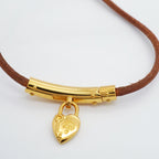 Hermes Bracelet Choker Viviride Fantasy Heart Gold Plated Leather Brown — view 4