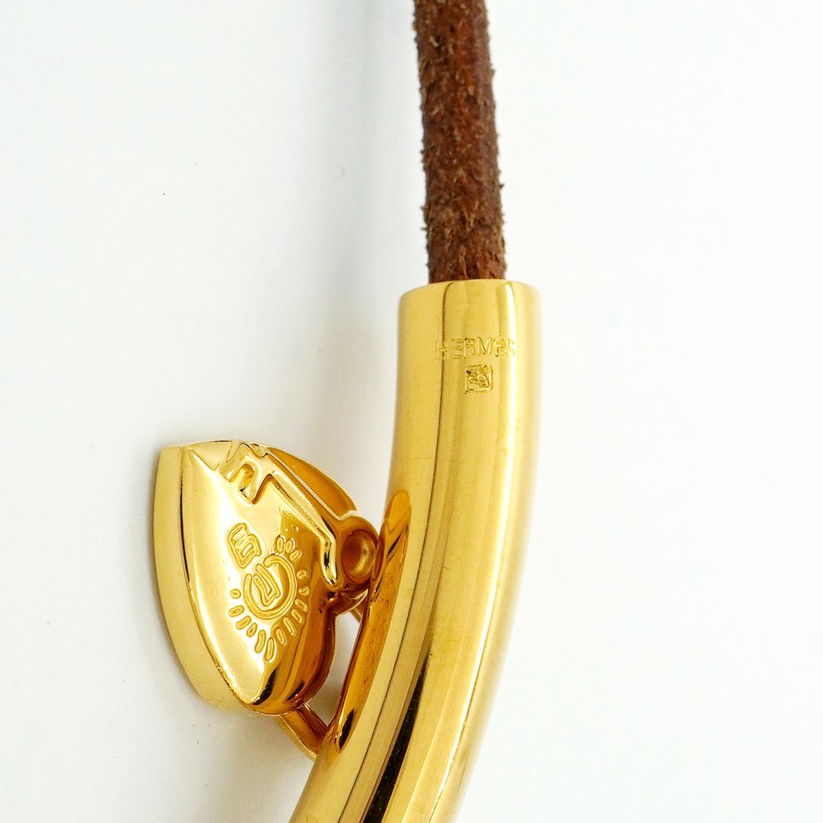 Hermes Bracelet Choker Viviride Fantasy Heart Gold Plated Leather Brown — view 5