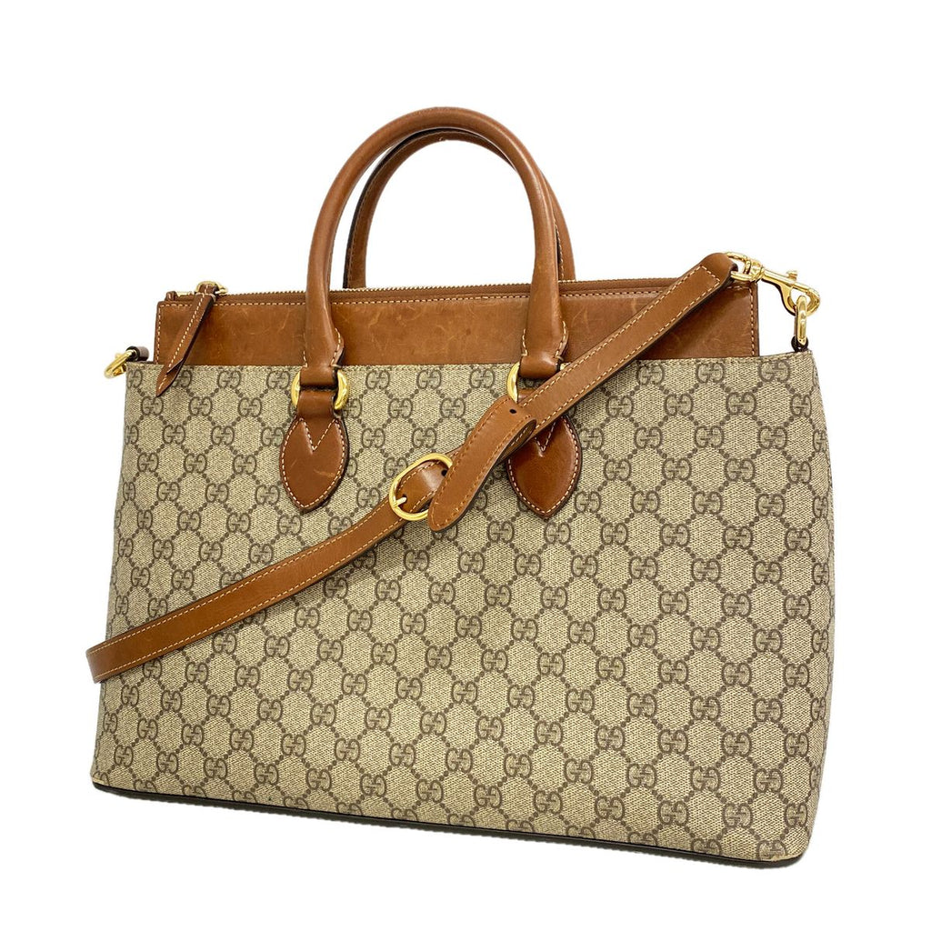 Gucci Handbag GG Supreme Brown Gold 2-Way Bag