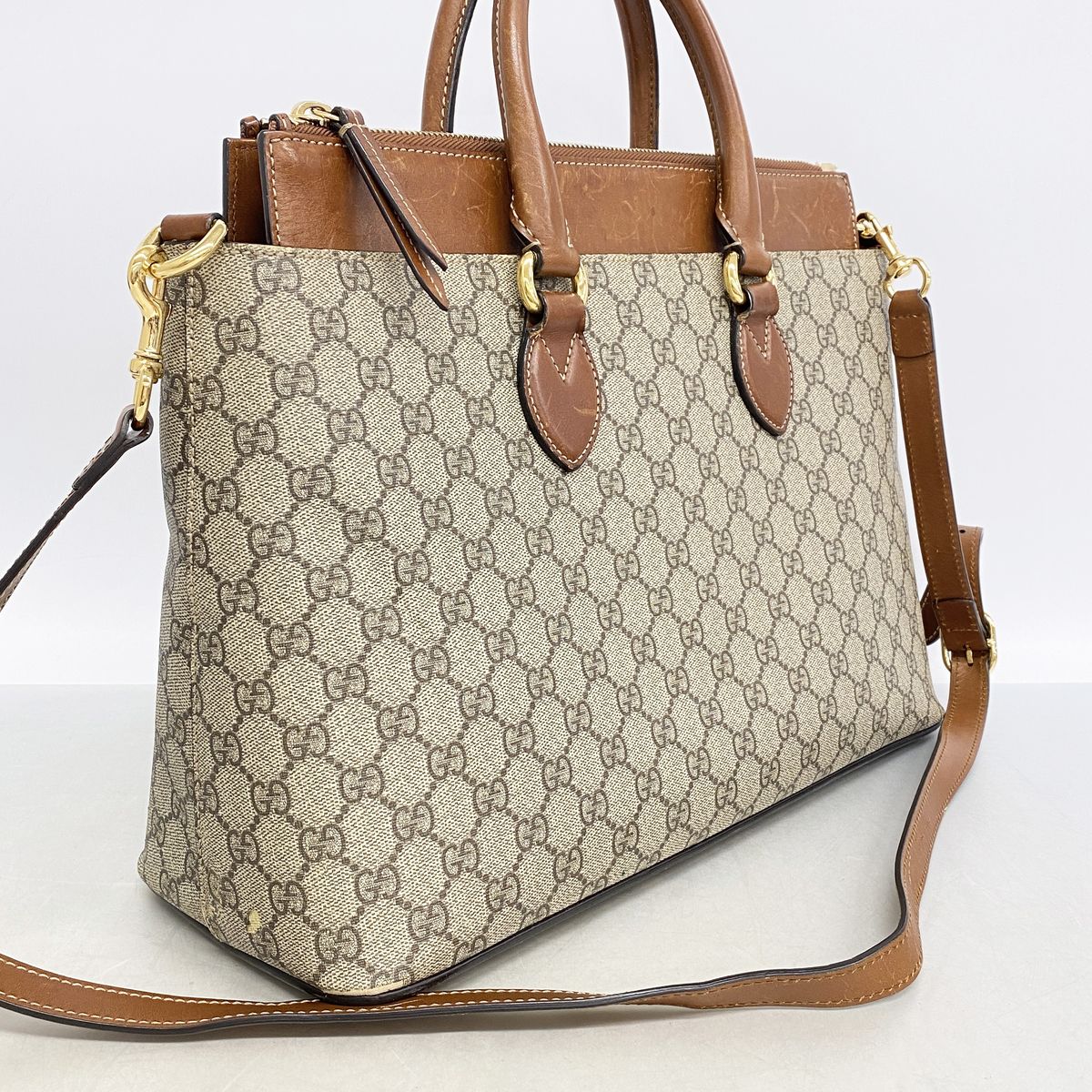 Gucci Handbag GG Supreme Brown Gold 2-Way Bag — view 2