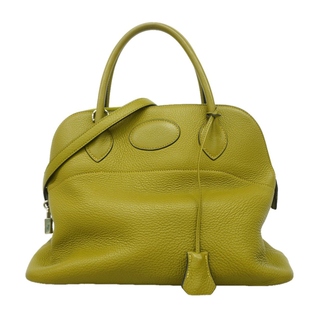 Hermes Handbag Bolide 31 Taurillon Clemence Anse Green Silver 2-Way Bag