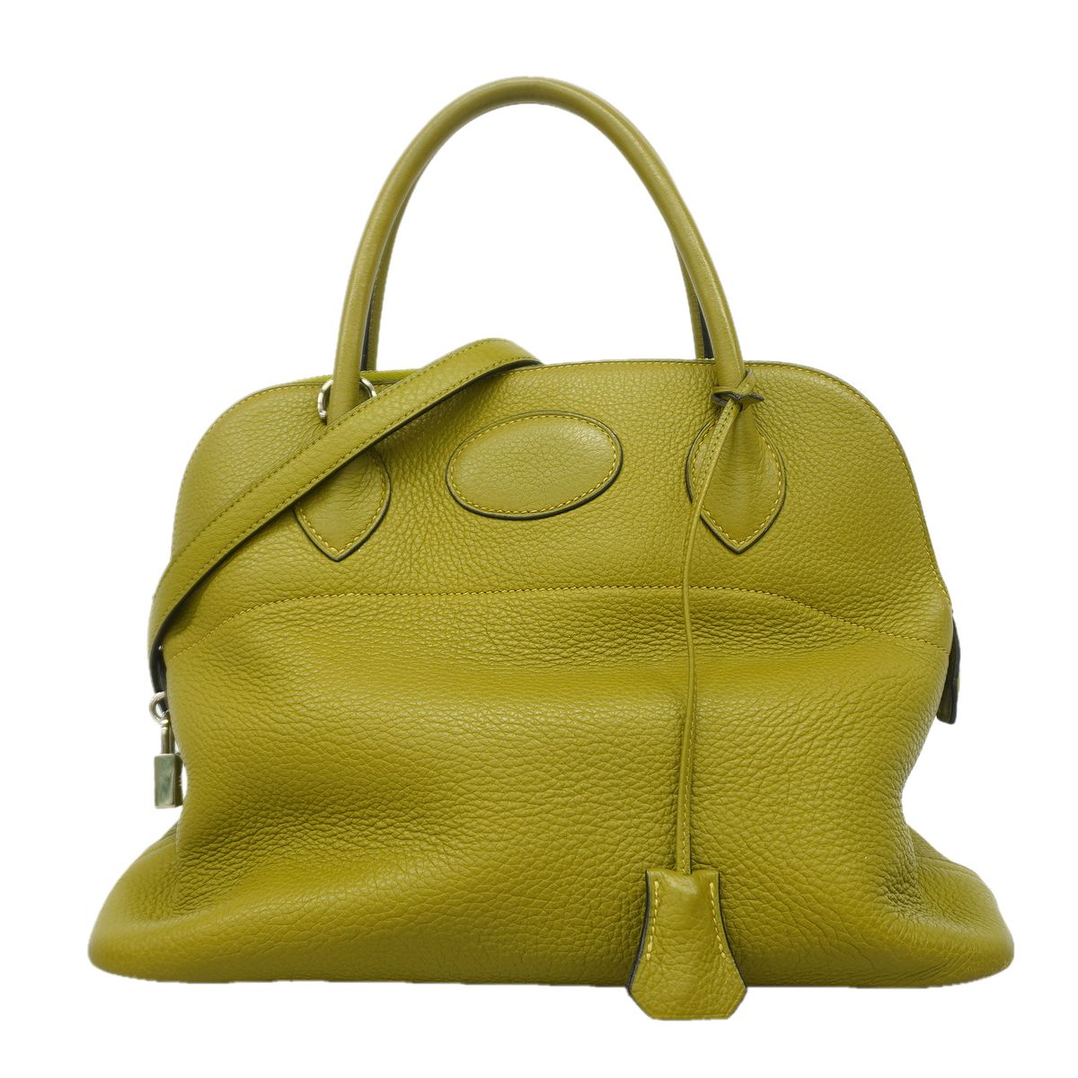 Hermes Handbag Bolide 31 Taurillon Clemence Anse Green Silver 2-Way Bag