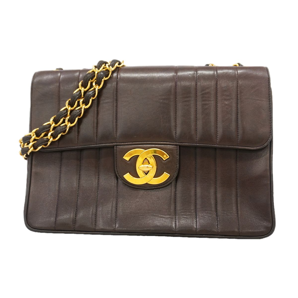 Chanel Shoulder Bag Mademoiselle Lambskin Black Gold