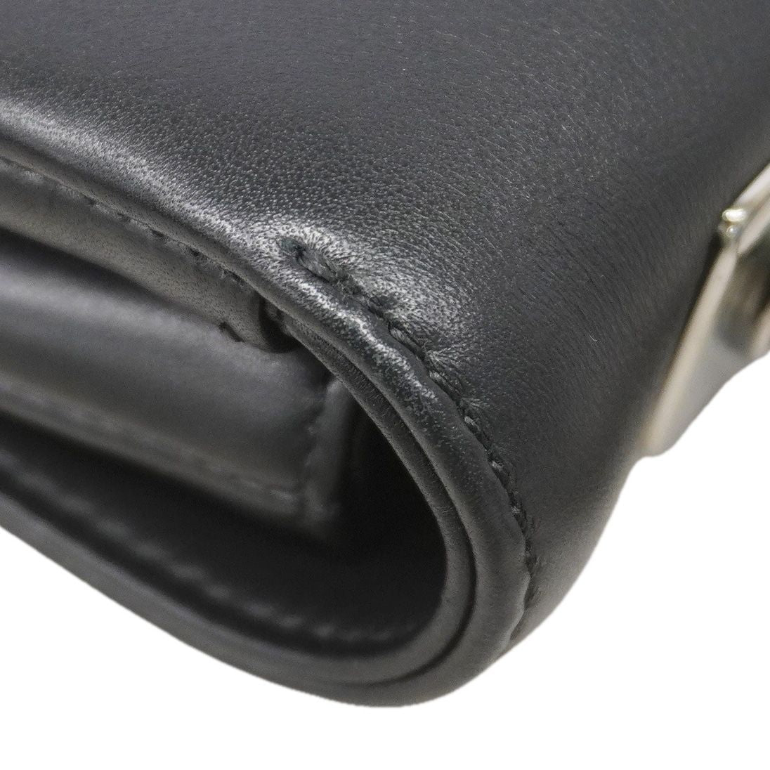 Chanel Shoulder Bag Leather Black Silver — view 7