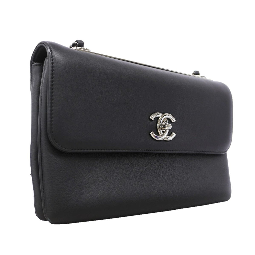 Chanel Shoulder Bag Leather Black Silver — view 2