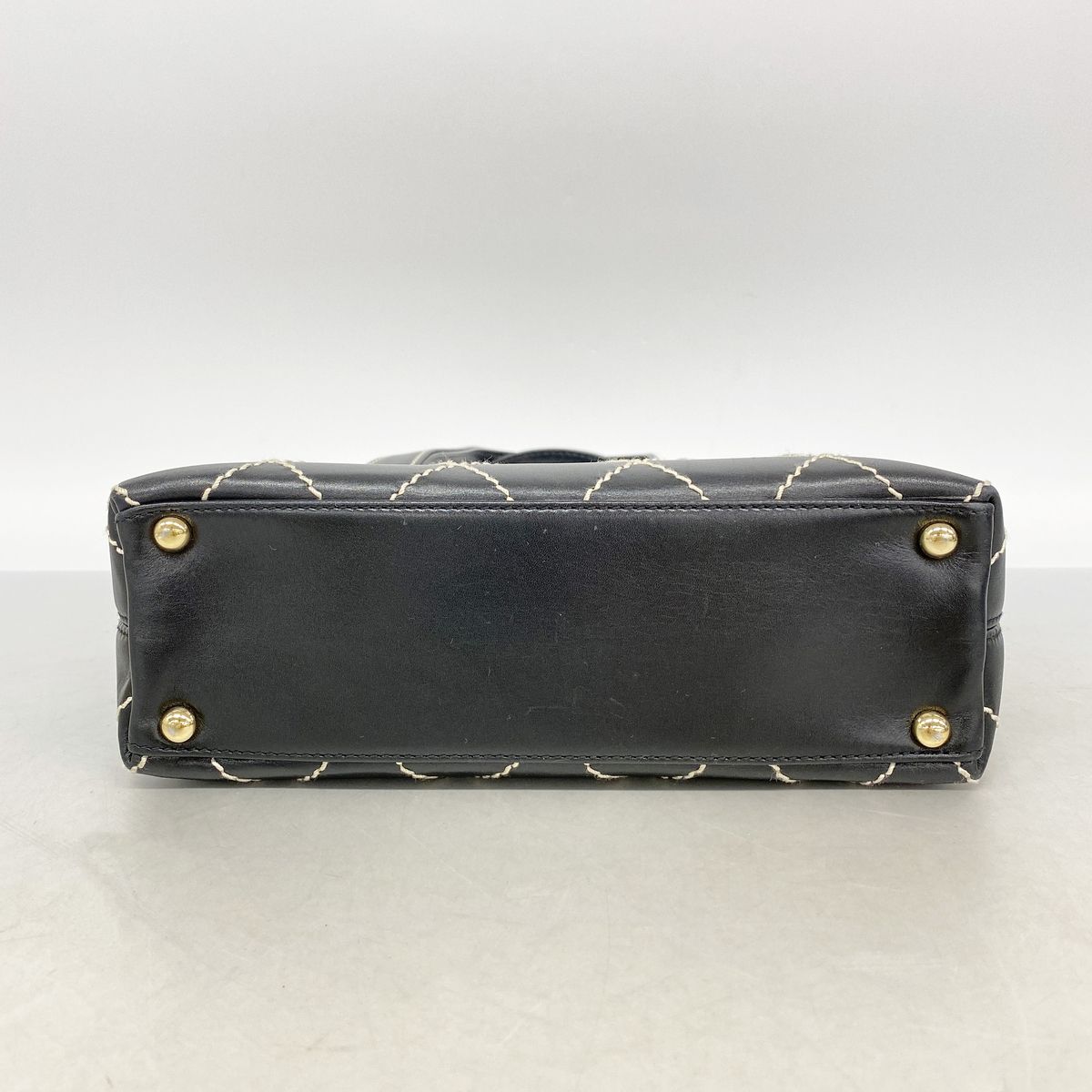 Chanel Tote Bag Wild Stitch Leather Black Gold — view 3