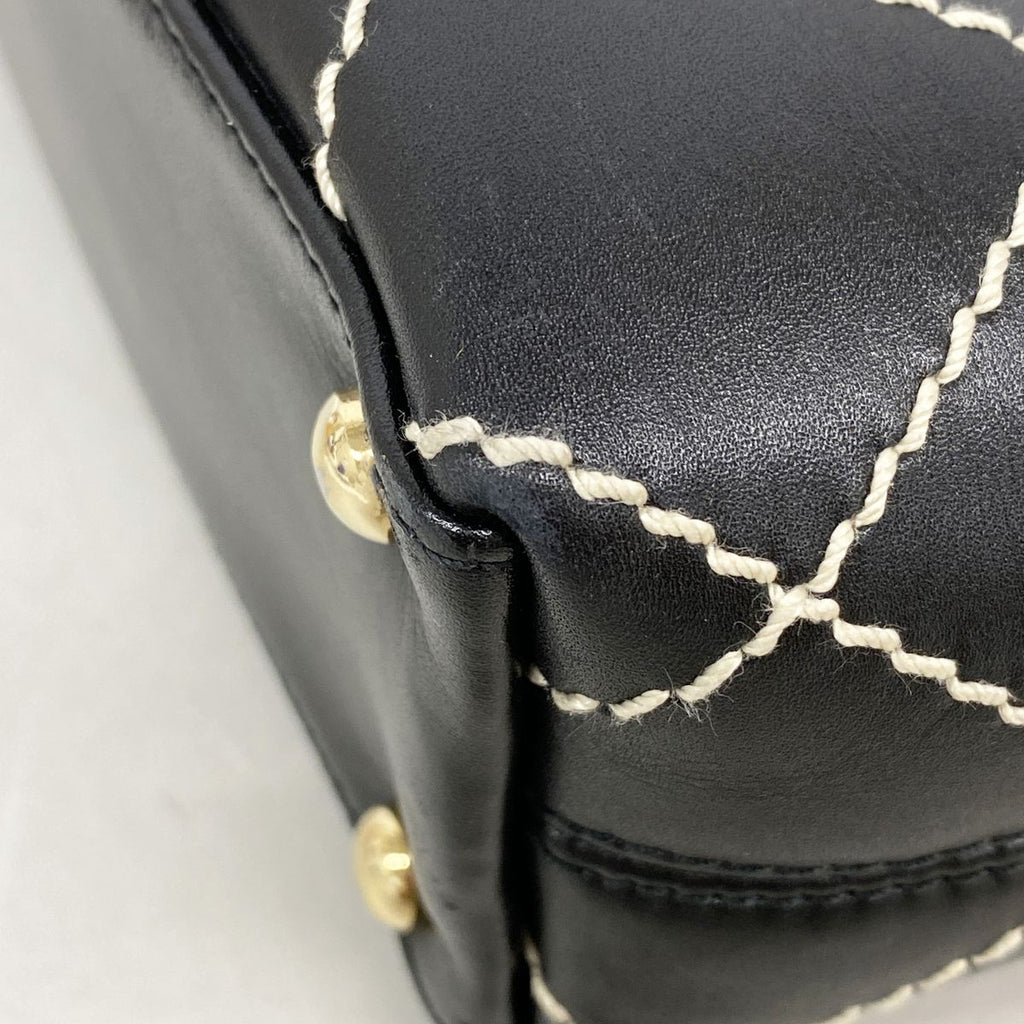 Chanel Tote Bag Wild Stitch Leather Black Gold — view 7