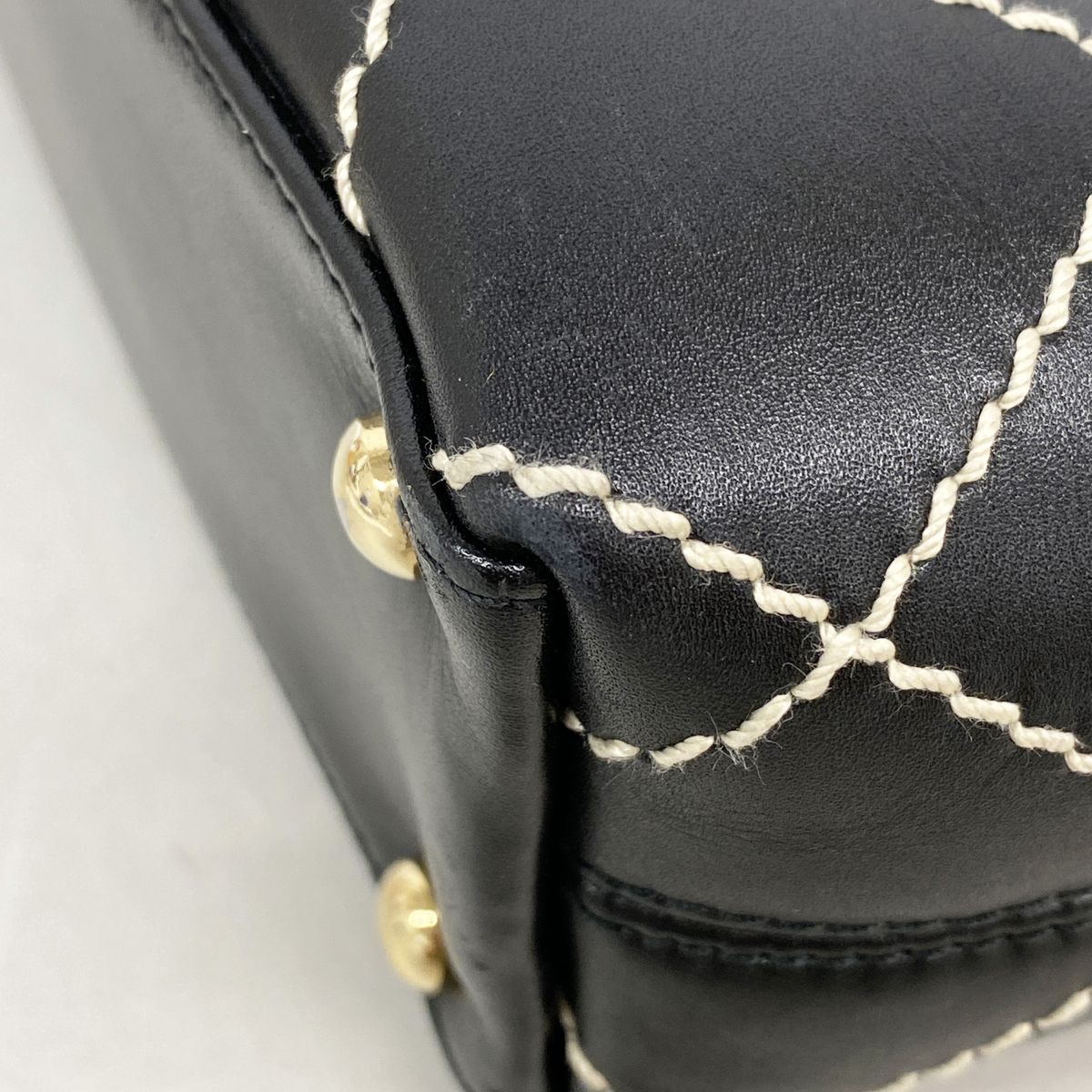 Chanel Tote Bag Wild Stitch Leather Black Gold — view 7