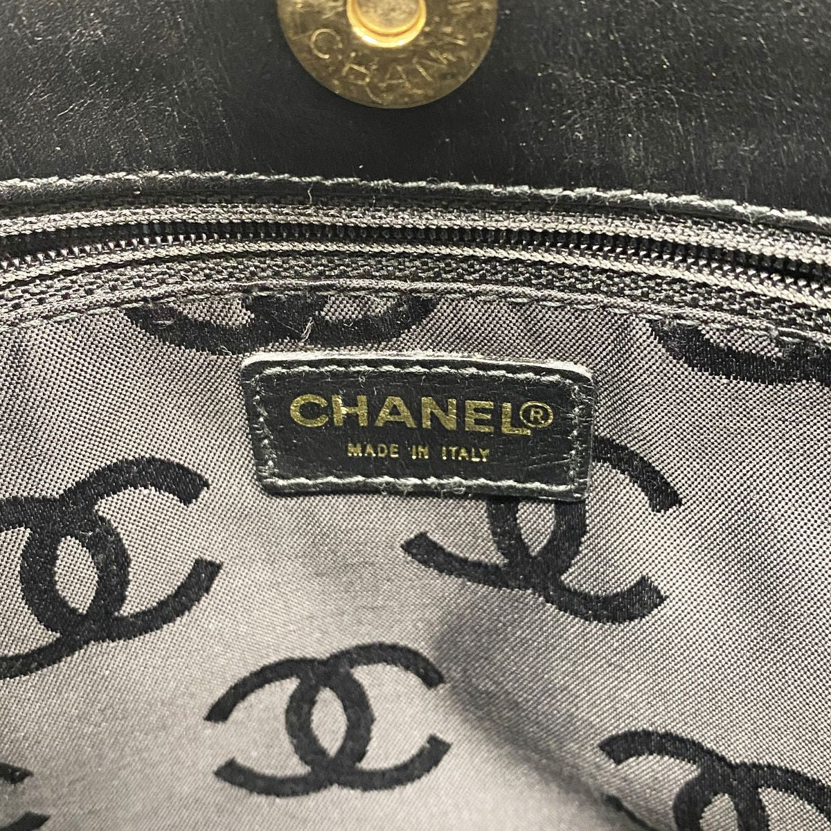 Chanel Tote Bag Wild Stitch Leather Black Gold — view 5