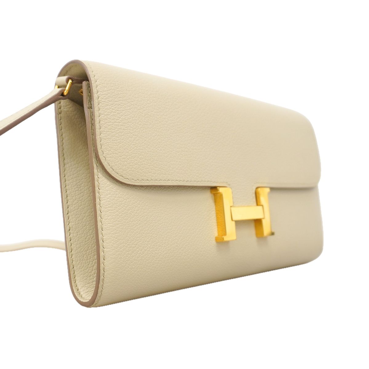 Hermes Wallet on Chain Constance to Go Evercolor Craie Gold Shoulder Bag — view 2