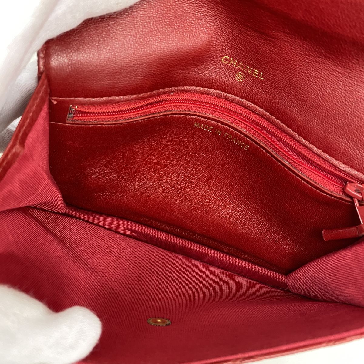 Chanel Pouch Bicolor Leather Red Gold — view 4