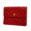 Chanel Pouch Bicolor Leather Red Gold