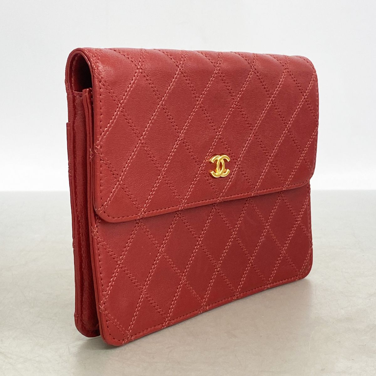 Chanel Pouch Bicolor Leather Red Gold — view 2