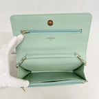 Chanel Wallet on Chain Quilted Lambskin Light Green Champagne Gold Shoulder Bag — view 4