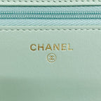 Chanel Wallet on Chain Quilted Lambskin Light Green Champagne Gold Shoulder Bag — view 5