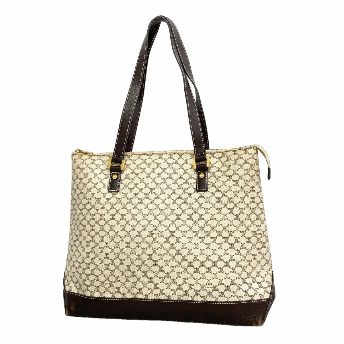 Celine Tote Bag Macadam Leather Ivory Gold