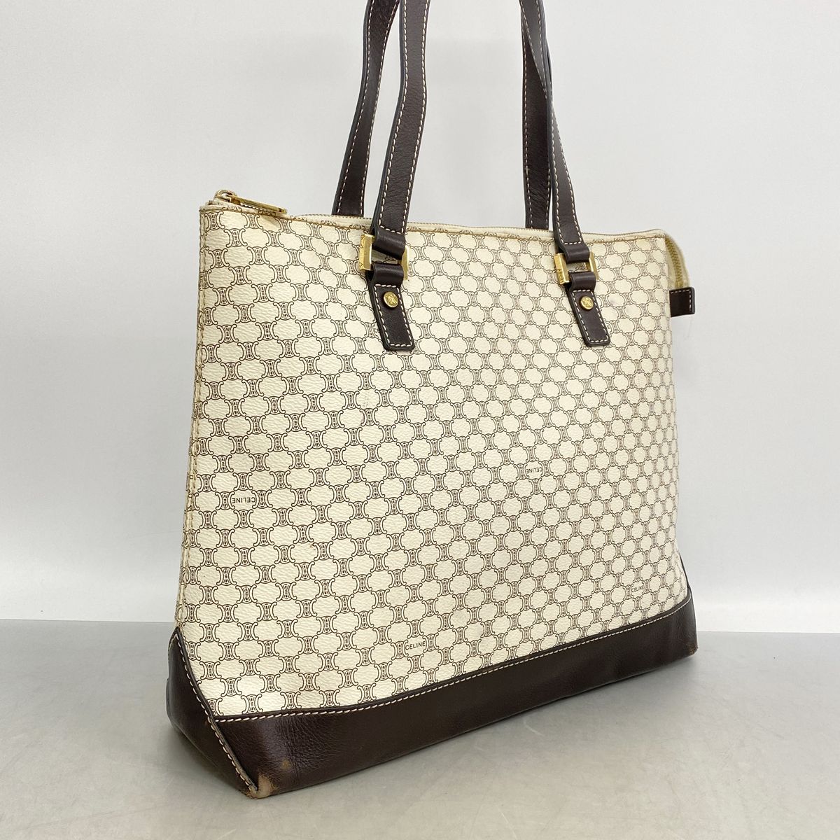 Celine Tote Bag Macadam Leather Ivory Gold — view 2