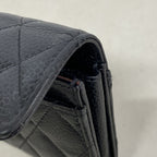 Chanel Card Case Quilted Caviar Leather Black Silver — view 6