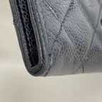 Chanel Card Case Quilted Caviar Leather Black Silver — view 5