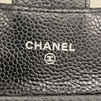Chanel Card Case Quilted Caviar Leather Black Silver — view 4