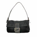 Fendi Handbag Zucchino Mamma Bucket Nylon Canvas Black Silver