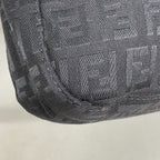 Fendi Handbag Zucchino Mamma Bucket Nylon Canvas Black Silver — view 6