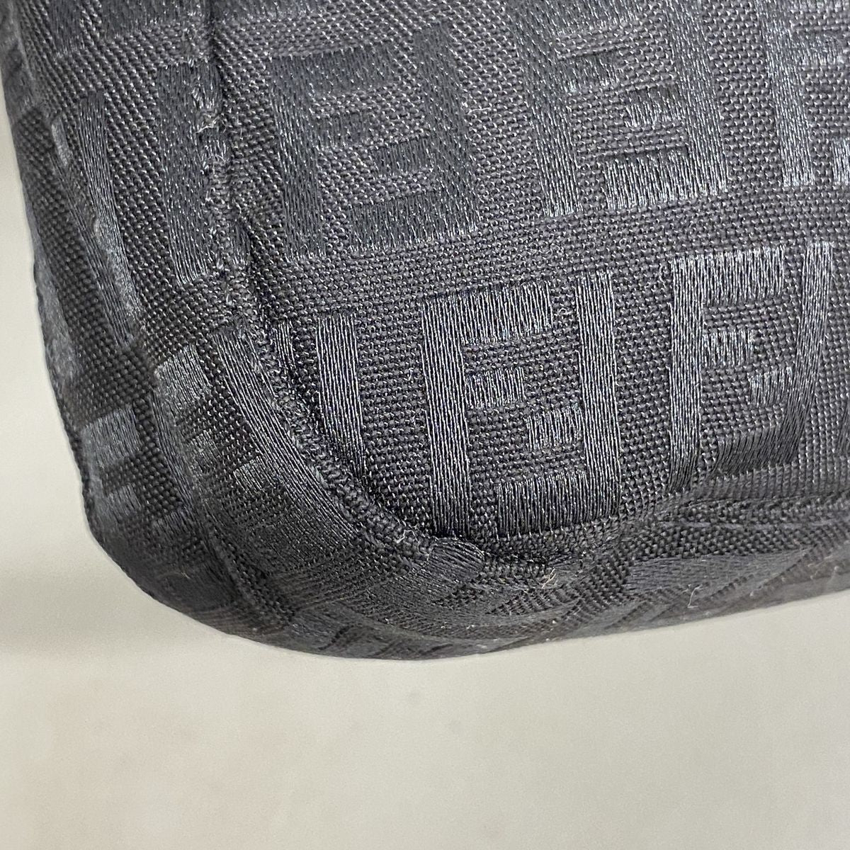 Fendi Handbag Zucchino Mamma Bucket Nylon Canvas Black Silver — view 6