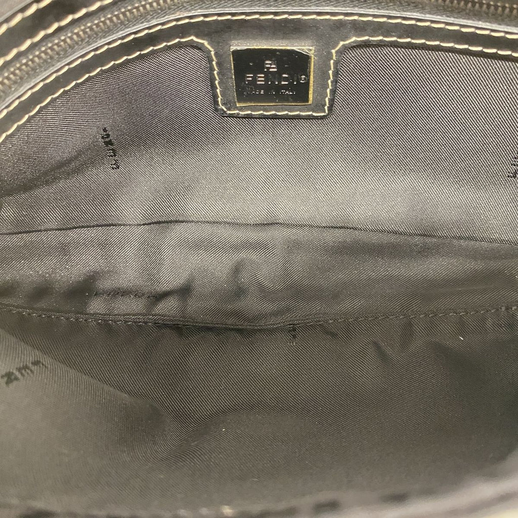Fendi Handbag Zucchino Mamma Bucket Nylon Canvas Black Silver — view 4