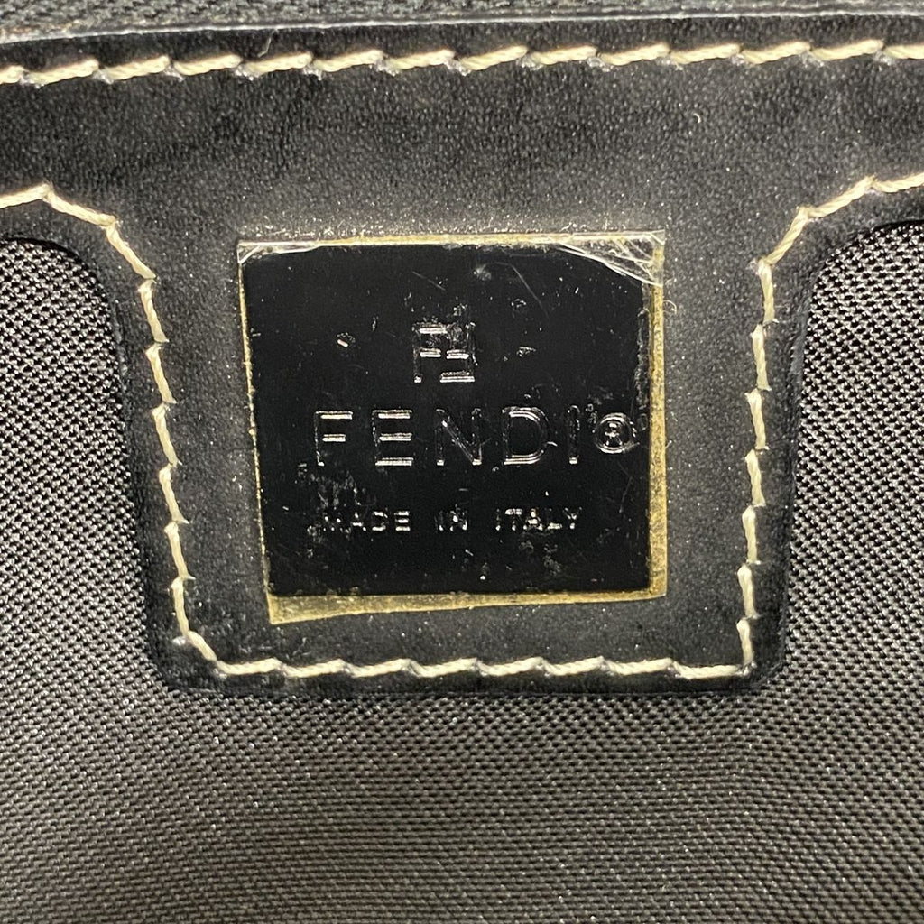 Fendi Handbag Zucchino Mamma Bucket Nylon Canvas Black Silver — view 5