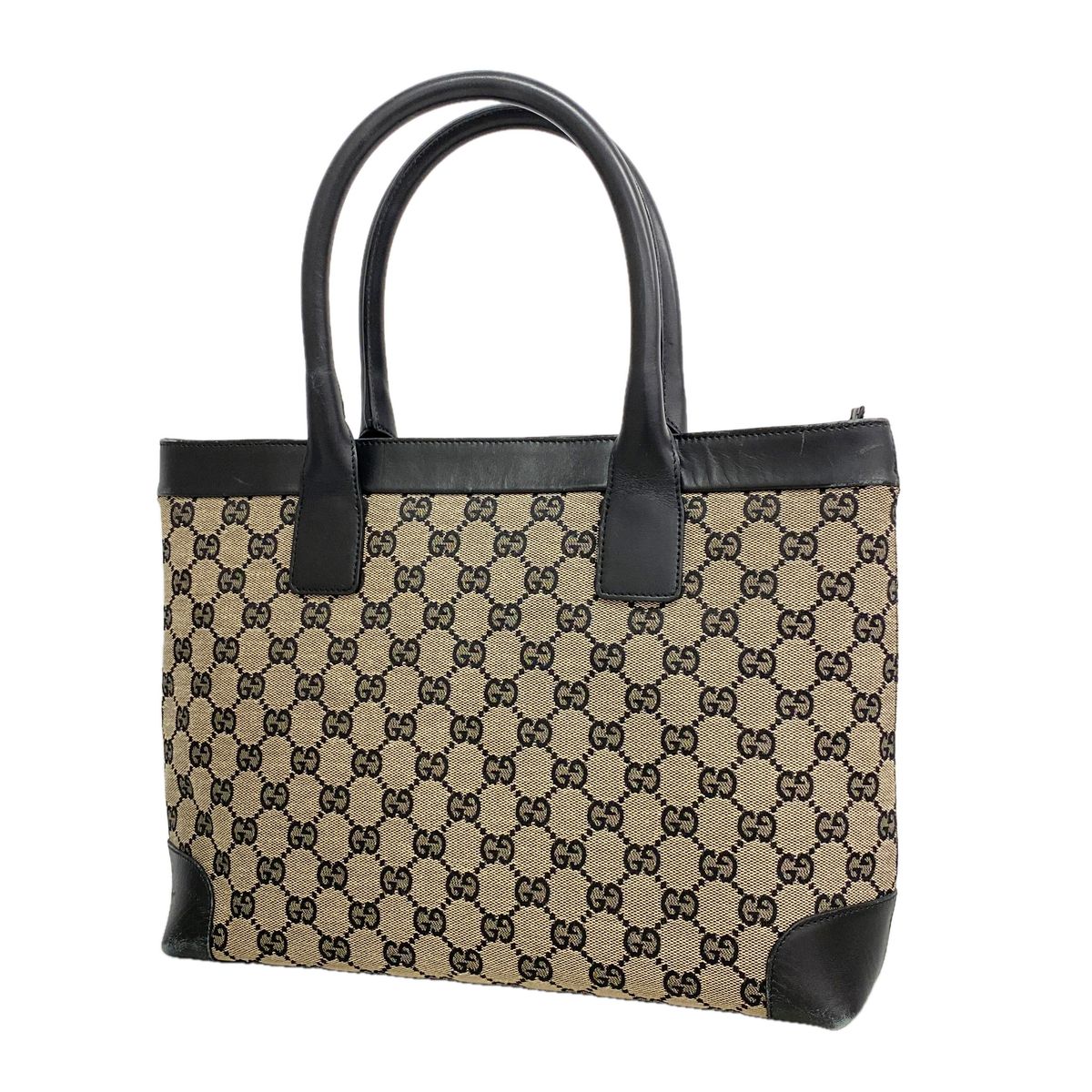 Gucci Tote Bag GG Canvas Black Beige Champagne Gold