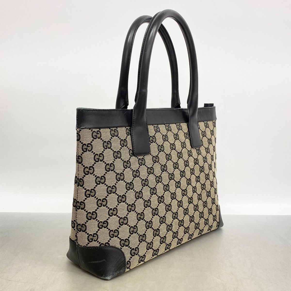 Gucci Tote Bag GG Canvas Black Beige Champagne Gold — view 2