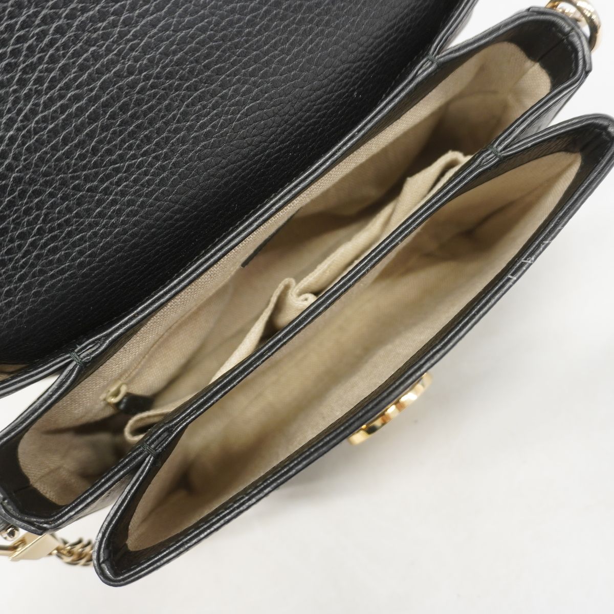 Gucci Handbag Interlocking G Leather Black Champagne Gold 2-Way Bag — view 4