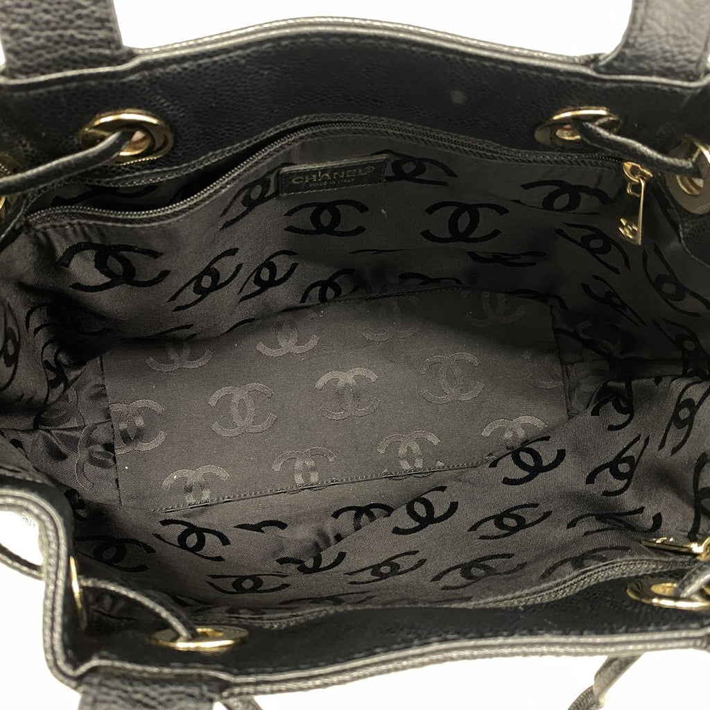 Chanel Tote Bag Caviar Leather Black Gold — view 4