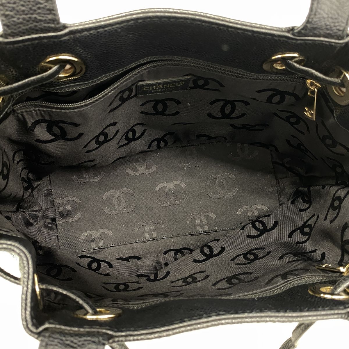 Chanel Tote Bag Caviar Leather Black Gold — view 4