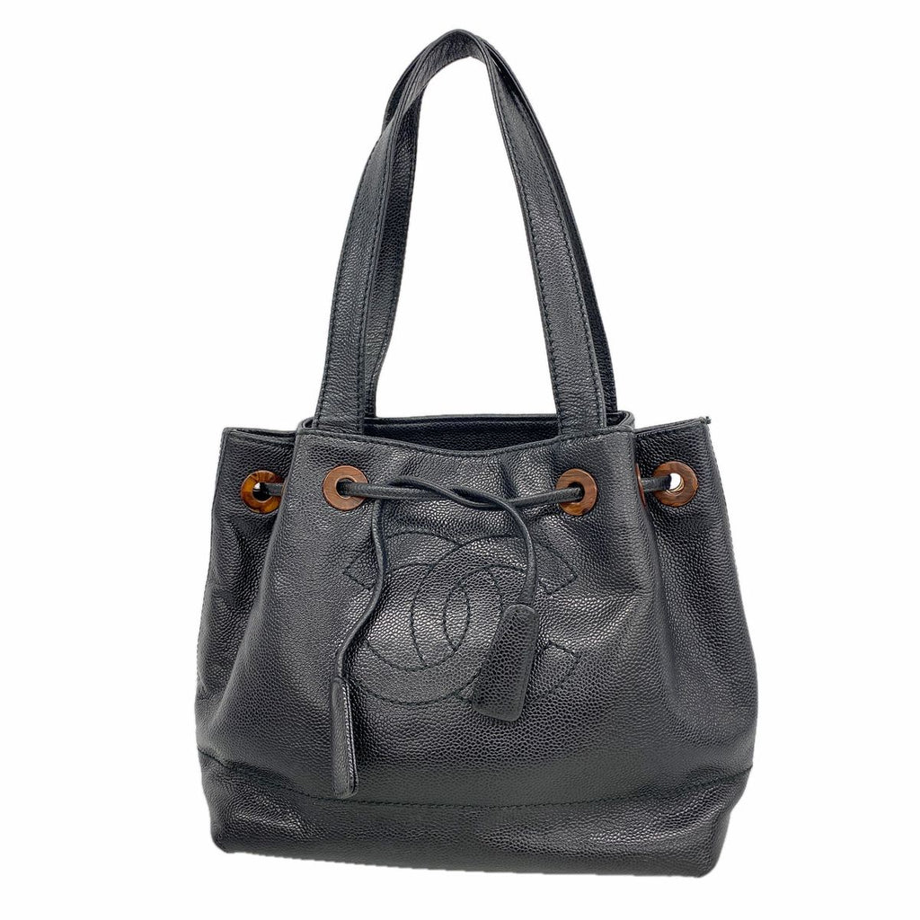 Chanel Tote Bag Caviar Leather Black Gold
