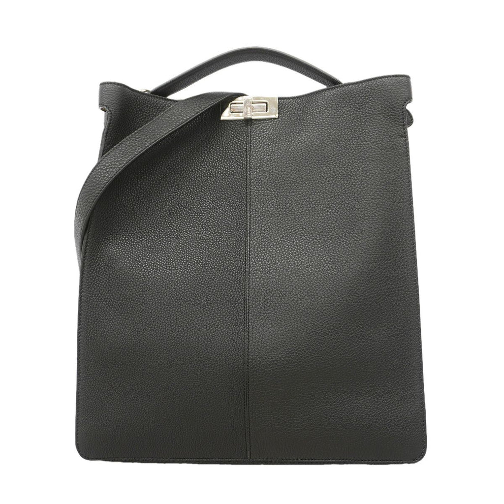 Fendi Handbag Peekaboo ISeeU Leather Black Silver 2-Way Bag