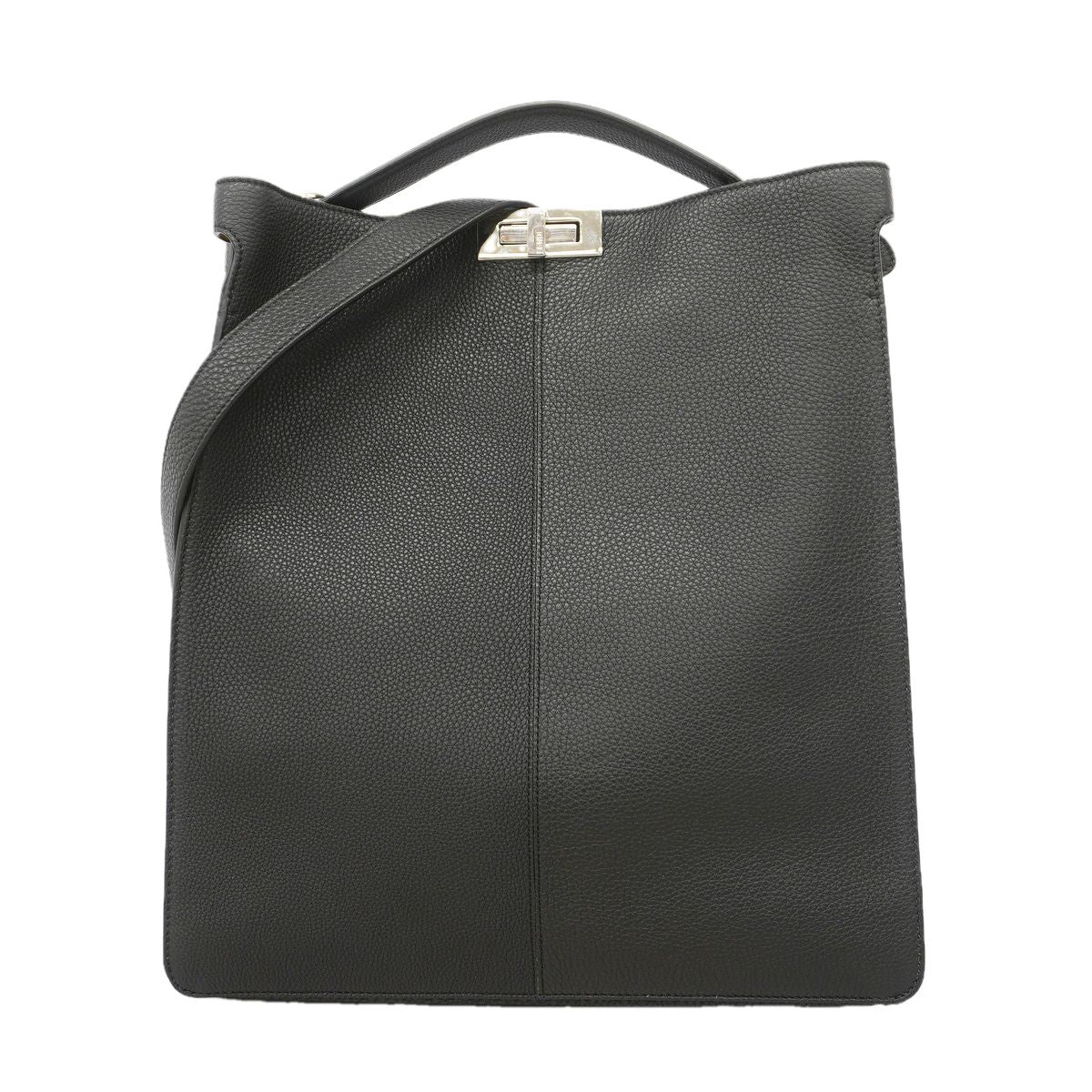 Fendi Handbag Peekaboo ISeeU Leather Black Silver 2-Way Bag