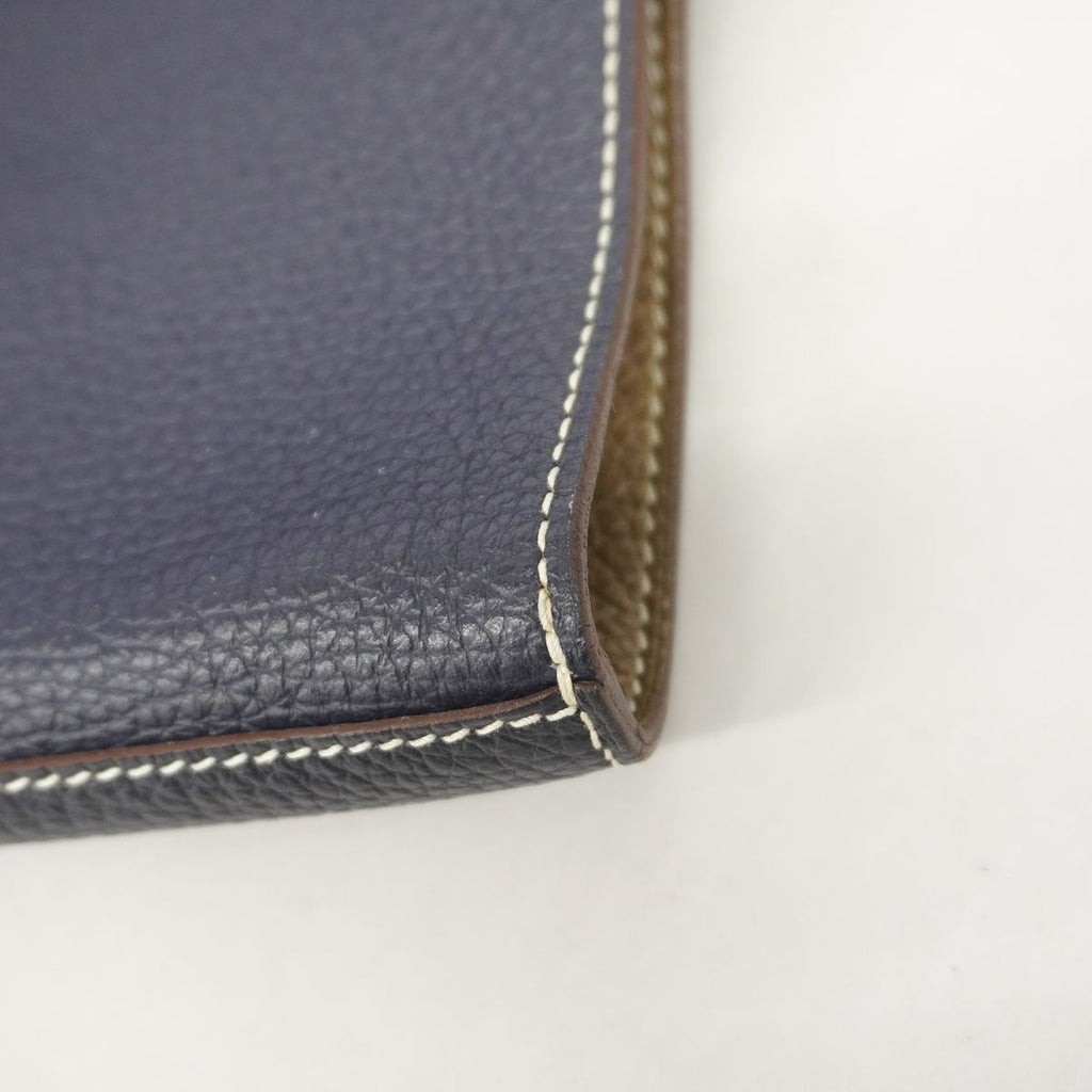 Hermes Tote Bag Double Sens Taurillon Clemence Etoupe Bleu Nuit — view 7