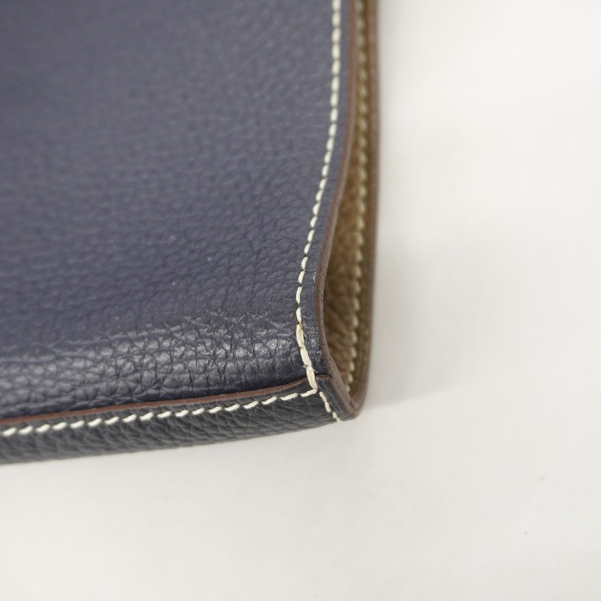 Hermes Tote Bag Double Sens Taurillon Clemence Etoupe Bleu Nuit — view 7