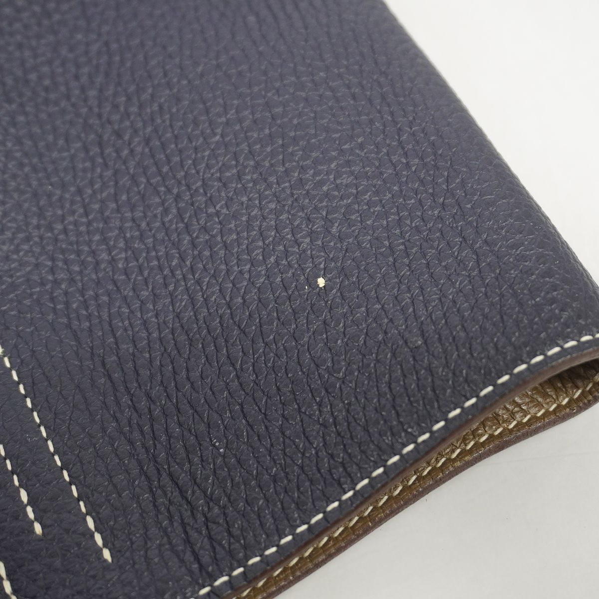 Hermes Tote Bag Double Sens Taurillon Clemence Etoupe Bleu Nuit — view 8