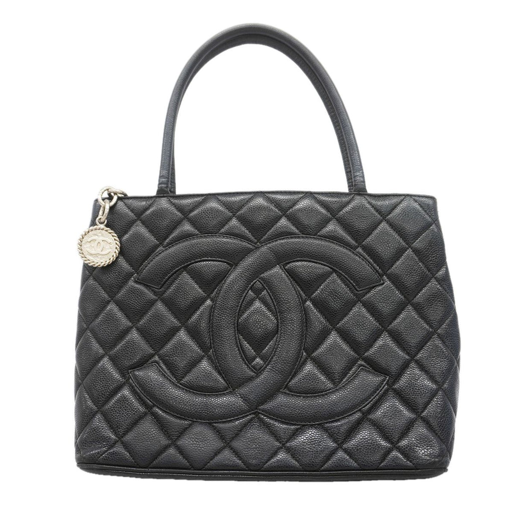Chanel Tote Bag Reissue Caviar Leather Black Silver