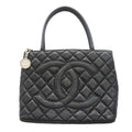 Chanel Tote Bag Reissue Caviar Leather Black Silver