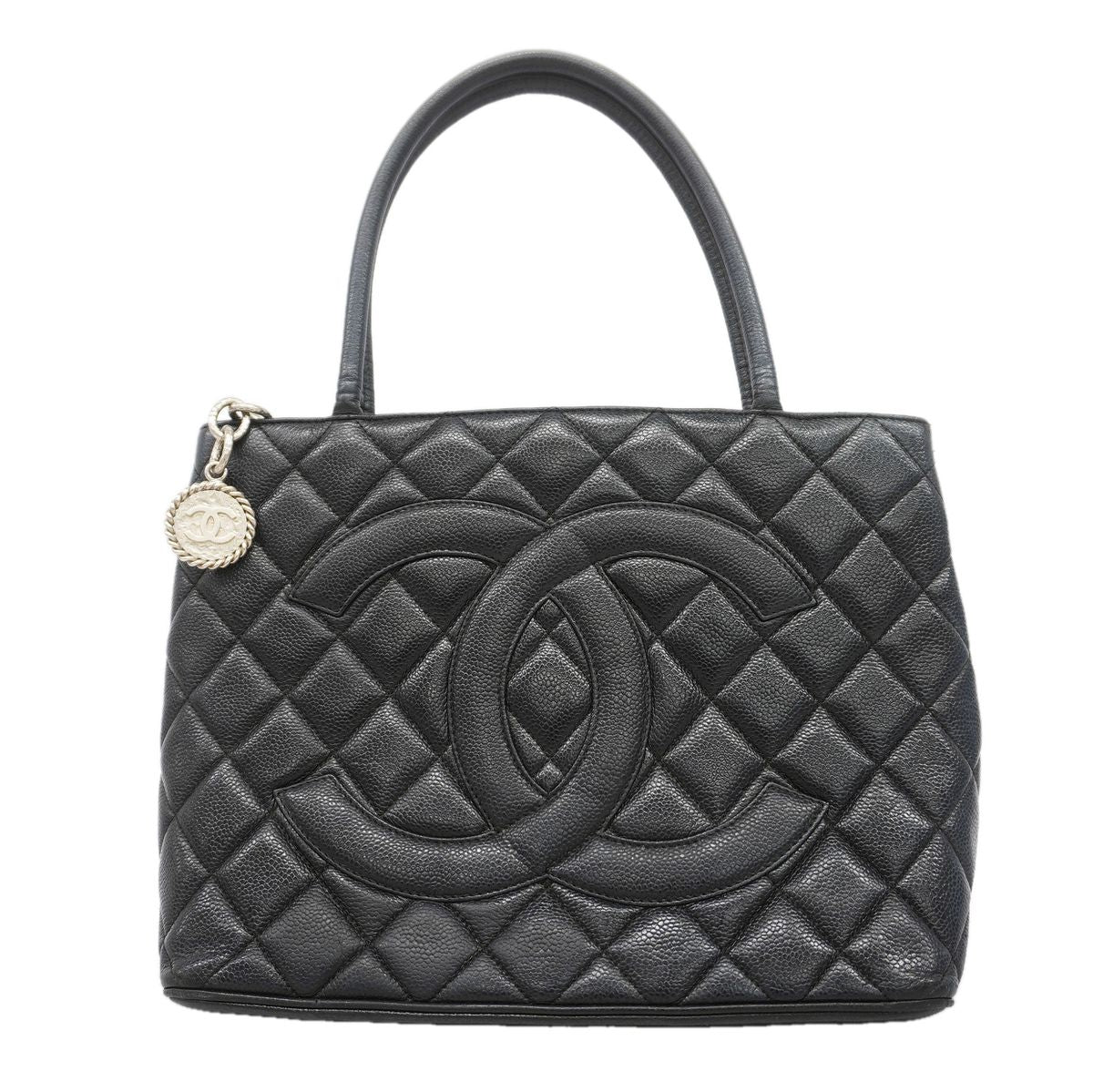 Chanel Tote Bag Reissue Caviar Leather Black Silver