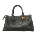 Chanel Boston Bag Caviar Leather Black Gold